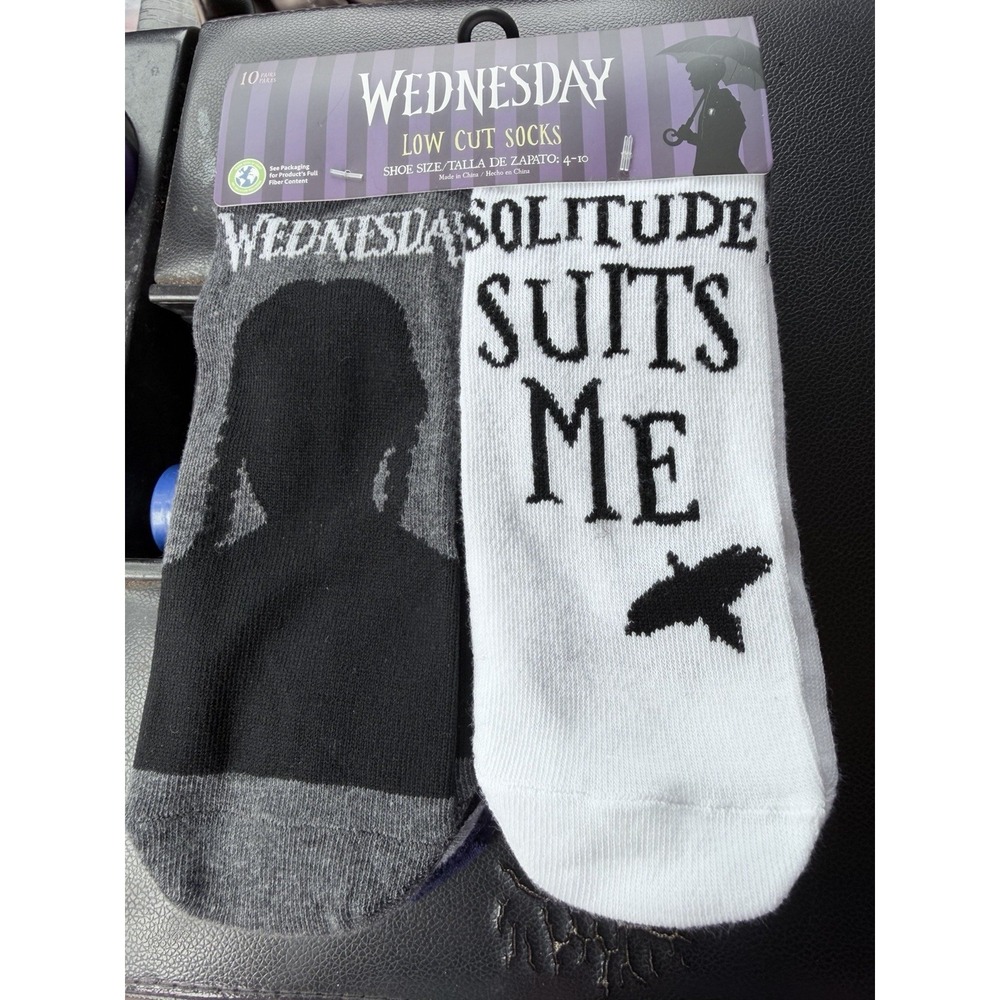 Wednesday Adams Socks Size‎ 4-10 Low Cut Socks 10 Pairs Gothic New